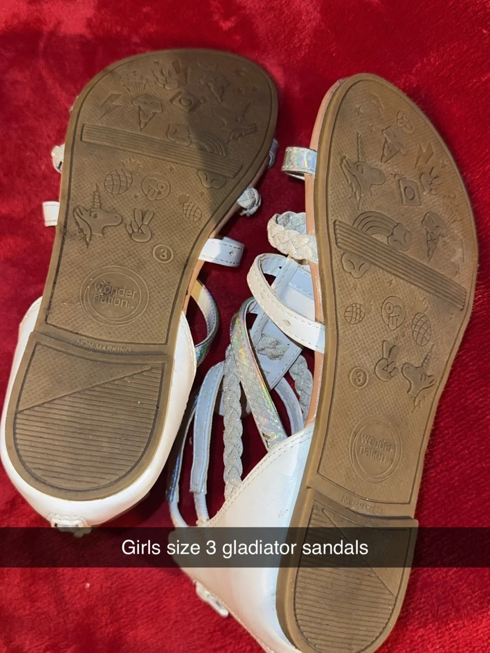 wonder nation White and Iridescent Girls Gladiator Sandals